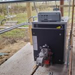 Biogas-Wasserkessel auf einer Vergärungsanlage