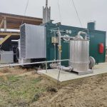 Biogas water boiler on a fermentation plant