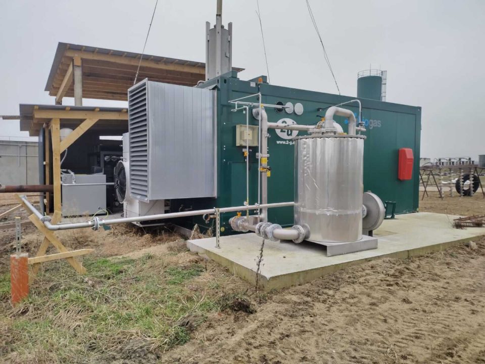 Biogaswaterketel op een vergistingsinstallatie