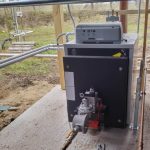 Biogaswaterketel op een vergistingsinstallatie